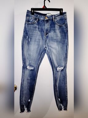 Women's Distressed Light Blue Skinny Jeans - Sleek Stretch Fit
